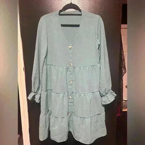 Cute Button Front Detail Summer Fall Dress Cottagecore Weekend Day Out Date